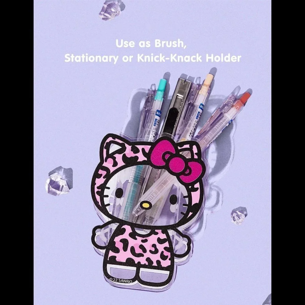 HELLO Kitty Leopard Print Bow Plastic Organizer Container